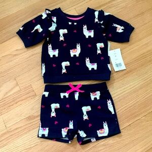 Crown & Ivy kids harbor navy llama 2-piece set, 3T